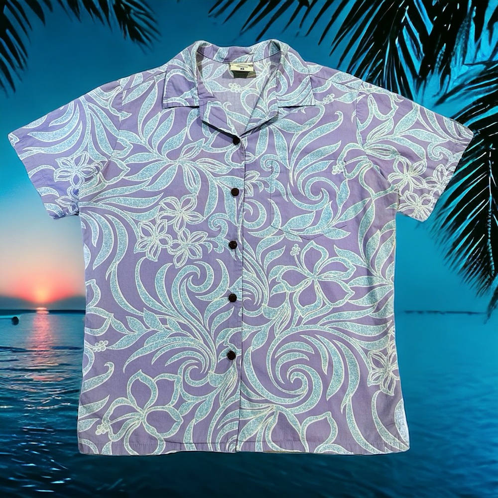 Go Barefoot A Hawaiian Experience USA Made Cotton Button Down Shirt FLAW